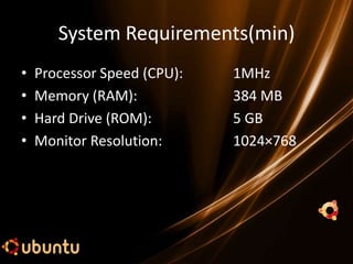 System Requirements(min)
•   Processor Speed (CPU):   1MHz
•   Memory (RAM):            384 MB
•   Hard Drive (ROM):        5 GB
•   Monitor Resolution:      1024×768
 