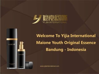 Welcome To Yijia International
Maione Youth Original Essence
Bandung - Indonesia
 