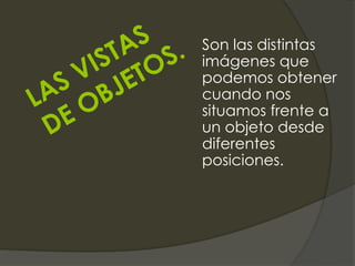 Son las distintas
imágenes que
podemos obtener
cuando nos
situamos frente a
un objeto desde
diferentes
posiciones.
 
