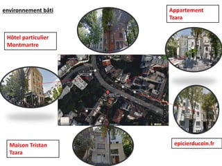 environnement bâti
Maison Tristan
Tzara
Hôtel particulier
Montmartre
Appartement
Tzara
epicierducoin.fr
 