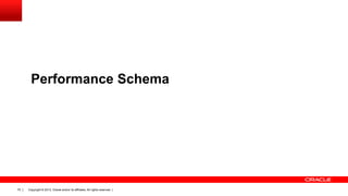 Performance Schema

70

Copyright © 2013, Oracle and/or its affiliates. All rights reserved. |

 