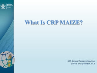 What Is CRP MAIZE?
GCP General Research Meeting
Lisbon 27 September,2013
 