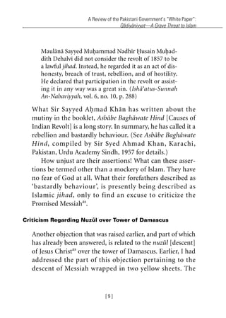 A Review of the Pakistani Government’s “White Paper”:
Qadiyaniyyat—A Grave Threat to Islam
[ 9 ]
Maulana Sayyed Muhammad N...