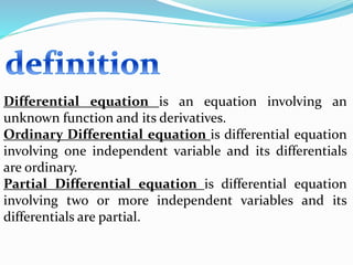 application of differential equation and multiple integral | PPTX