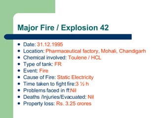 Hcl Fire Data Major 50 Fires & Explosions | PPT