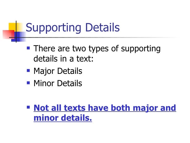 major and minor details major detail definition