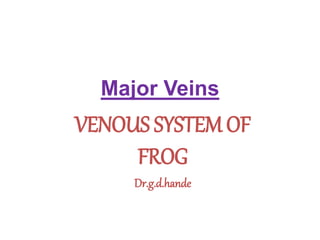 Major Veins
VENOUS SYSTEM OF
FROG
Dr.g.d.hande
 