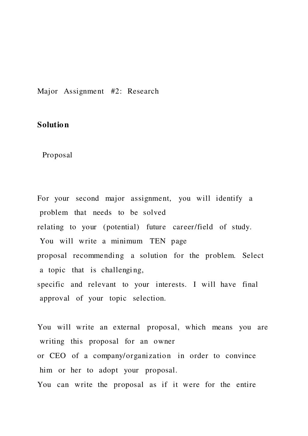 Major Assignment 2 Research Solution Proposal
