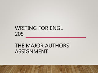 WRITING FOR ENGL
205
THE MAJOR AUTHORS
ASSIGNMENT
 