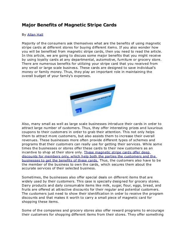 Major benefits of stripe cards