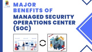 MAJOR
BENEFITS OF
MANAGED SECURITY
OPERATIONS CENTER
(SOC)
 