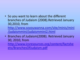 Major branches of judaism 