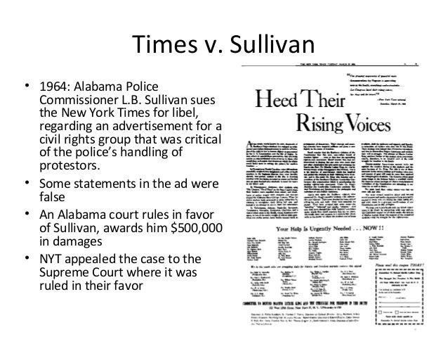 major cases new york times v sullivan