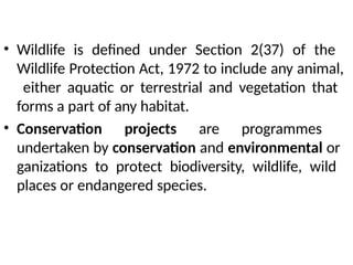 MAJOR CONSERVATION PROJECT.pptx for the endangered species | PPTX