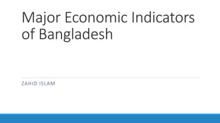 Major Economic Indicators
of Bangladesh
ZAHID ISLAM
 