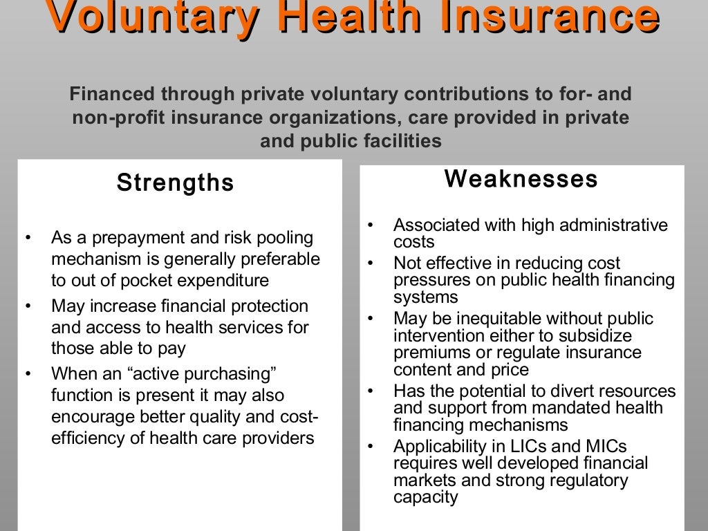 Major health financing model