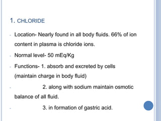 Major inta extra cellualr electrolyte. | PPTX
