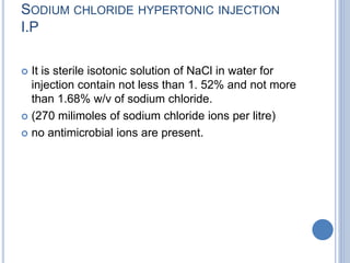 Hypertonic Injection Major inta extra cellualr electrolyte. | PPTX