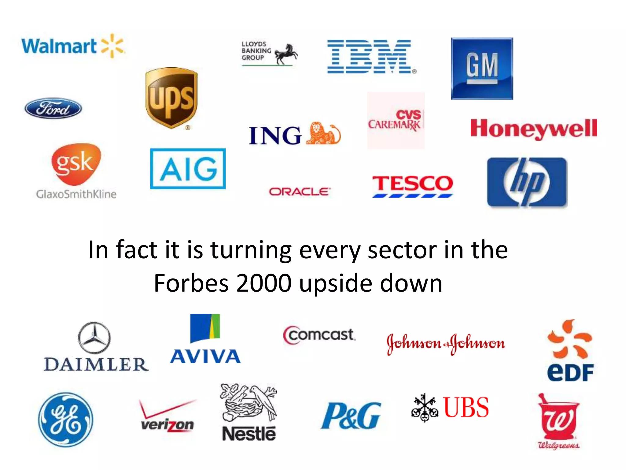 In fact it is turning every sector in the 
Forbes 2000 upside down 
 