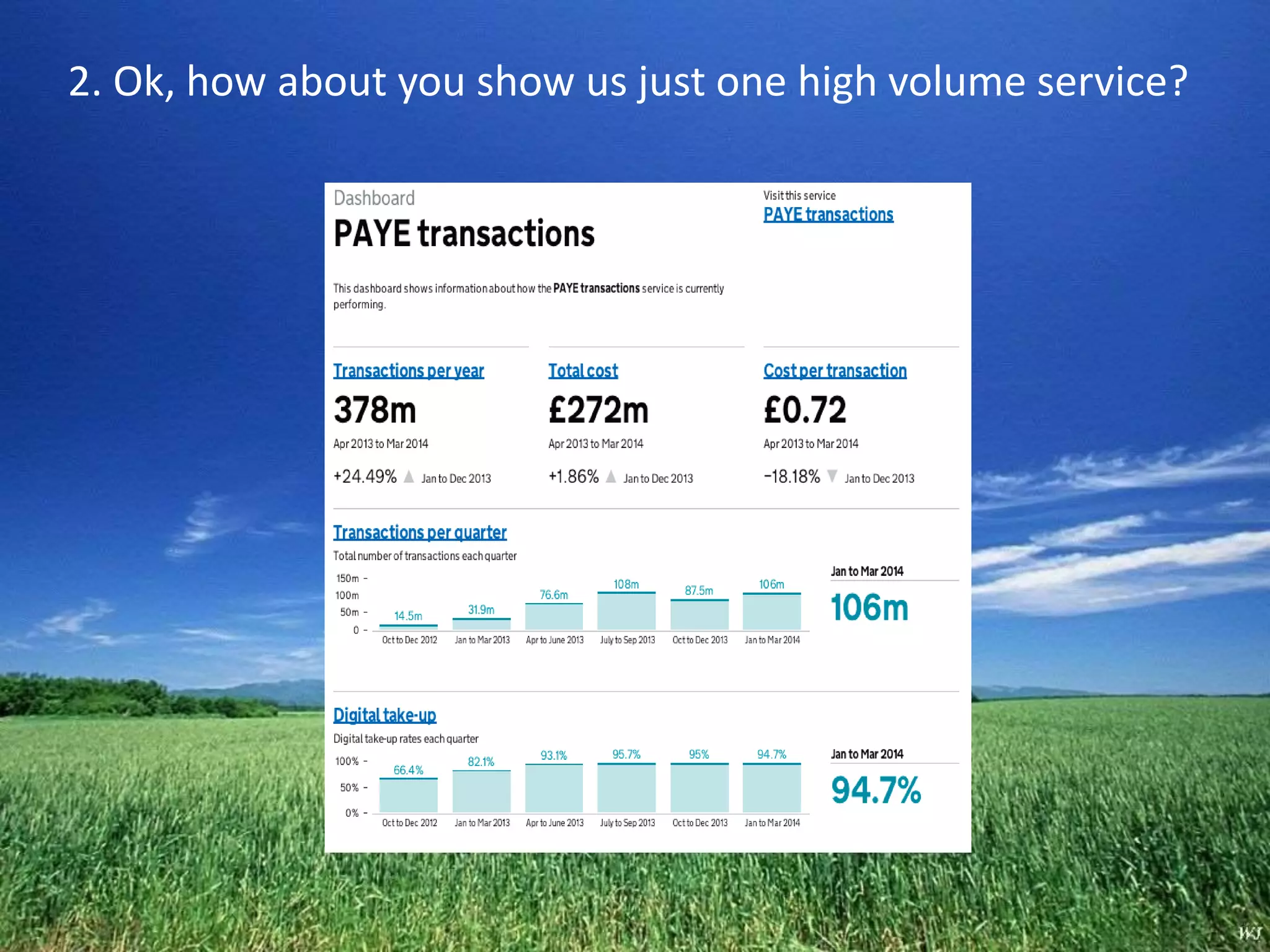 2. Ok, how about you show us just one high volume service? 
 