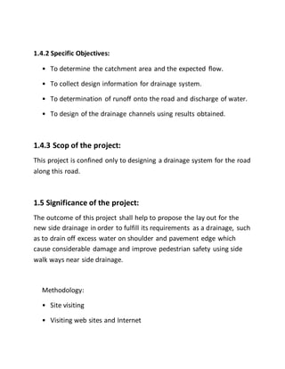 planning, design and estimation of road side drainage system | DOCX