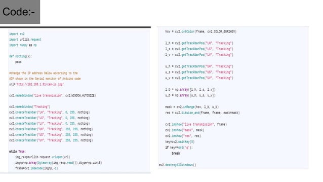 Color detection and tracking with ESP32 Cam and OpenCv MAJOR PROJECT-1 ...