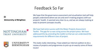 Feedback So Far
We have had some success with the Major Projects Assessment
Toolkit. The gap for us was sizing across the ...