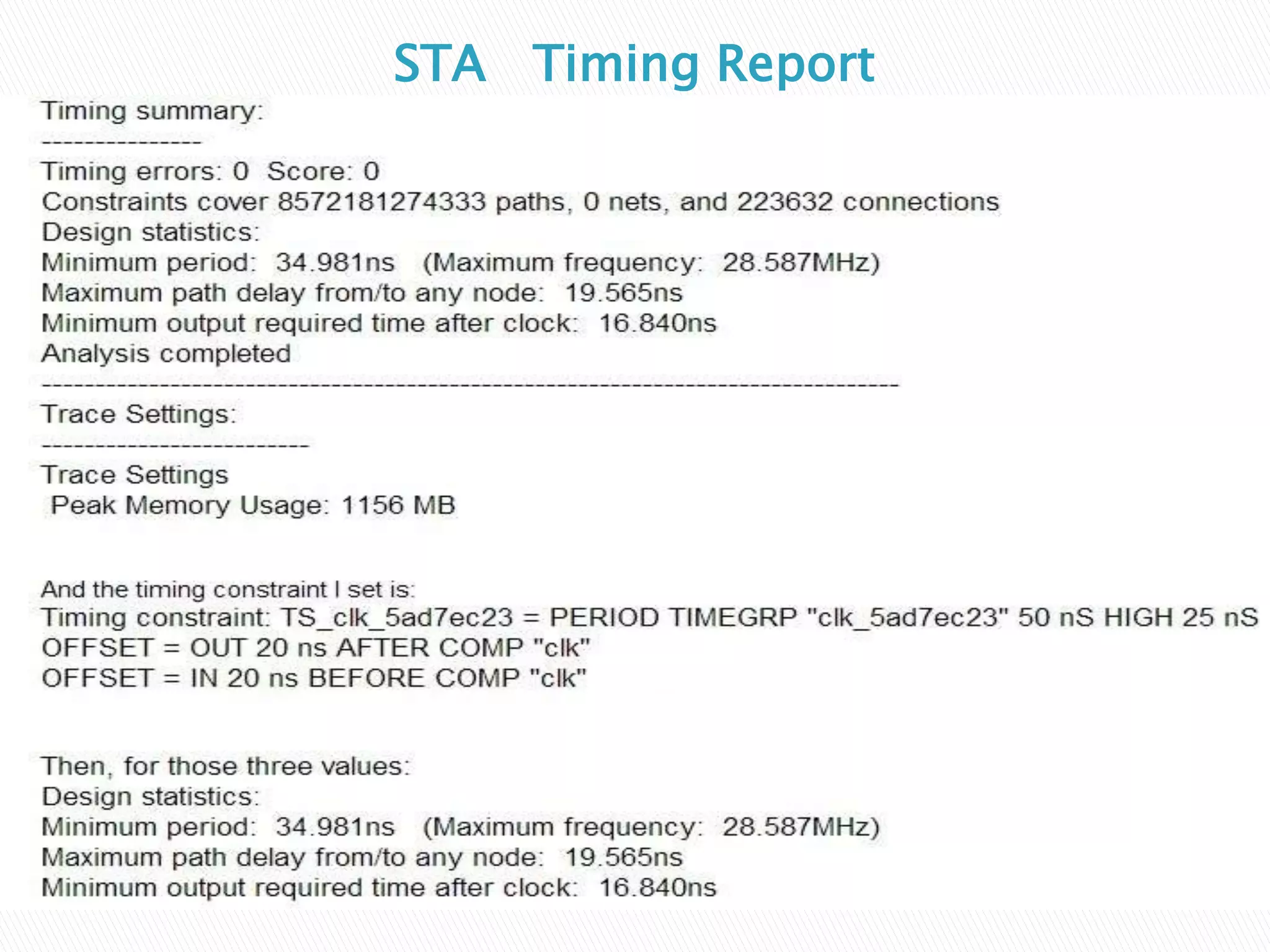 STA Timing Report
 