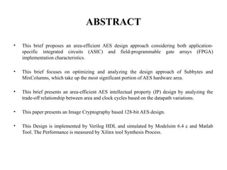 area efficient intellectual property design of advanced encryption ...