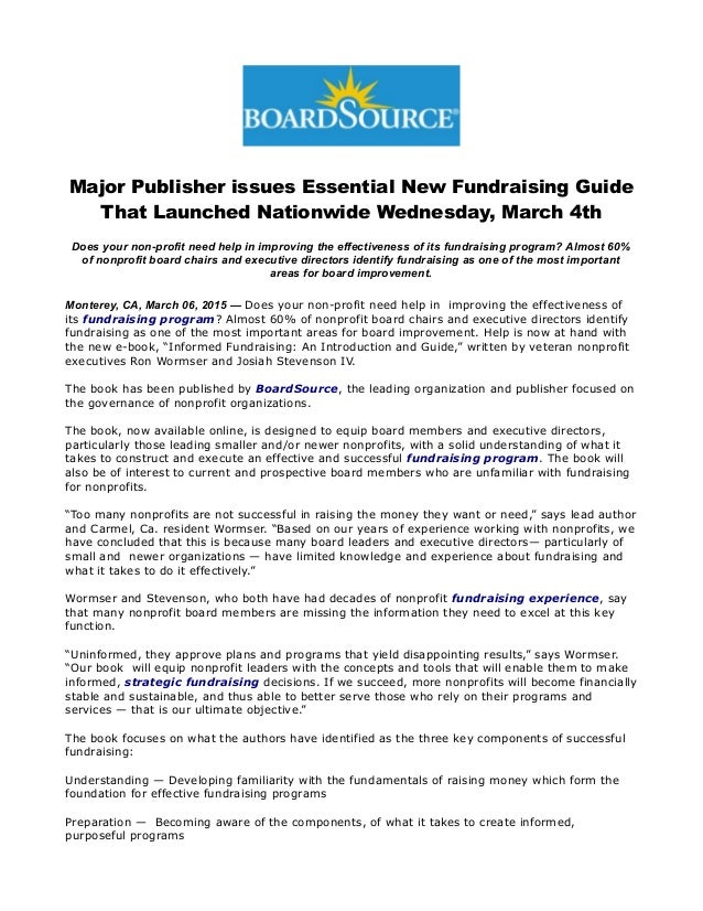 Major Publisher Issues Essential New Fundraising Guide That Launched
