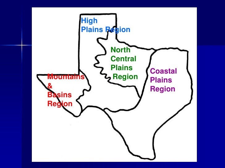 Texas Regions - mountains and basins texas map