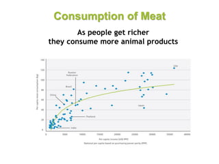 As people get richer
they consume more animal products
Consumption of Meat
 