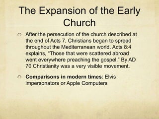 The Resurrection
The following are common criticisms of the resurrection of
Jesus.
The swoon theory - This is the claim that Jesus
appearances are explained by the fact that he never died on
the cross.
Mass delusion - This is the claim that the followers of Jesus
thought he appeared to them because they were deluded.
Fabricated by the apostles - They made it all up.
Development of myth over time - The further away from the
event one gets the more legendary the details get.
Gutthold Lessing's "ugly broad ditch" - it is just too far in the
past to be believed.
 