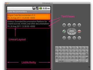 TextViews




LinearLayout




        ListAcEvity
                                  92
 