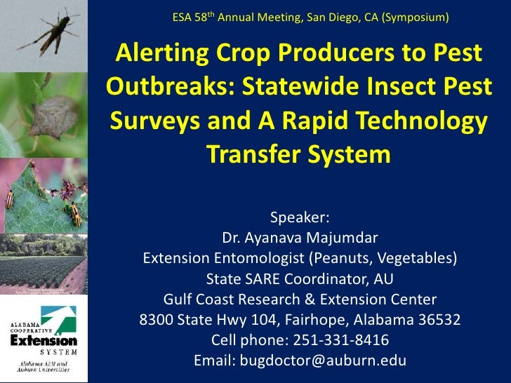 Alerting Crop Producers to Pest Outbreaks Statewide Insect Pest Surv…