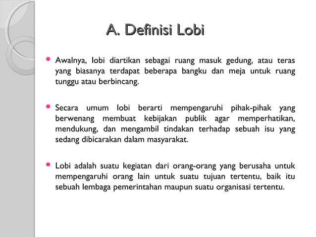 Hubungan Lobi dan Komunikasi | PPT