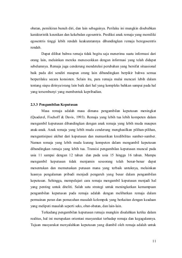 Fase remaja madya berkisar antara usia