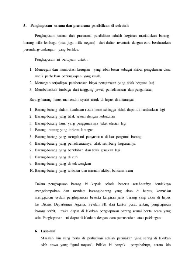 Contoh Makalah Inventarisasi Sarana Dan Prasarana Kantor لم
