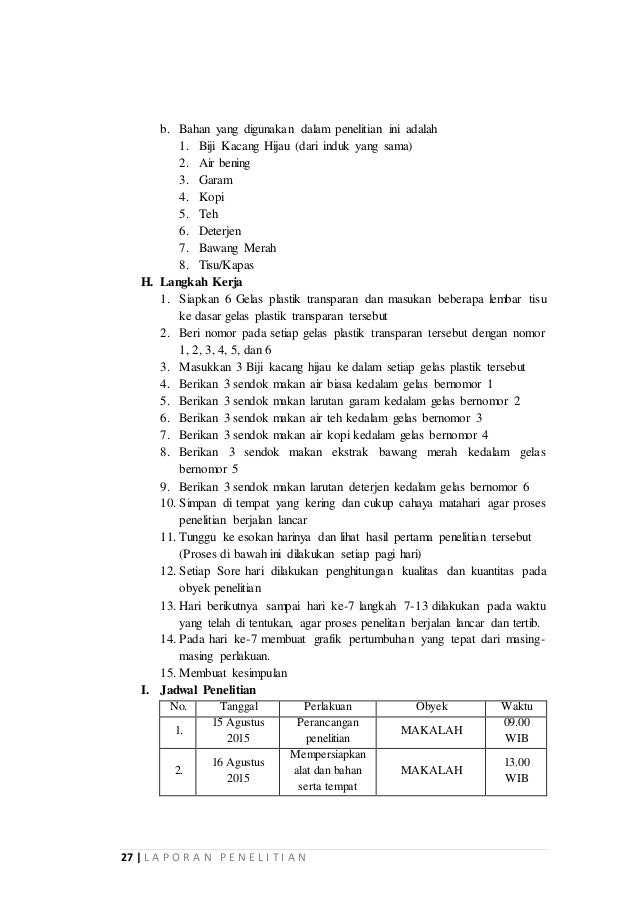 Laporan Penelitian Ilmiah Kacang Hijau