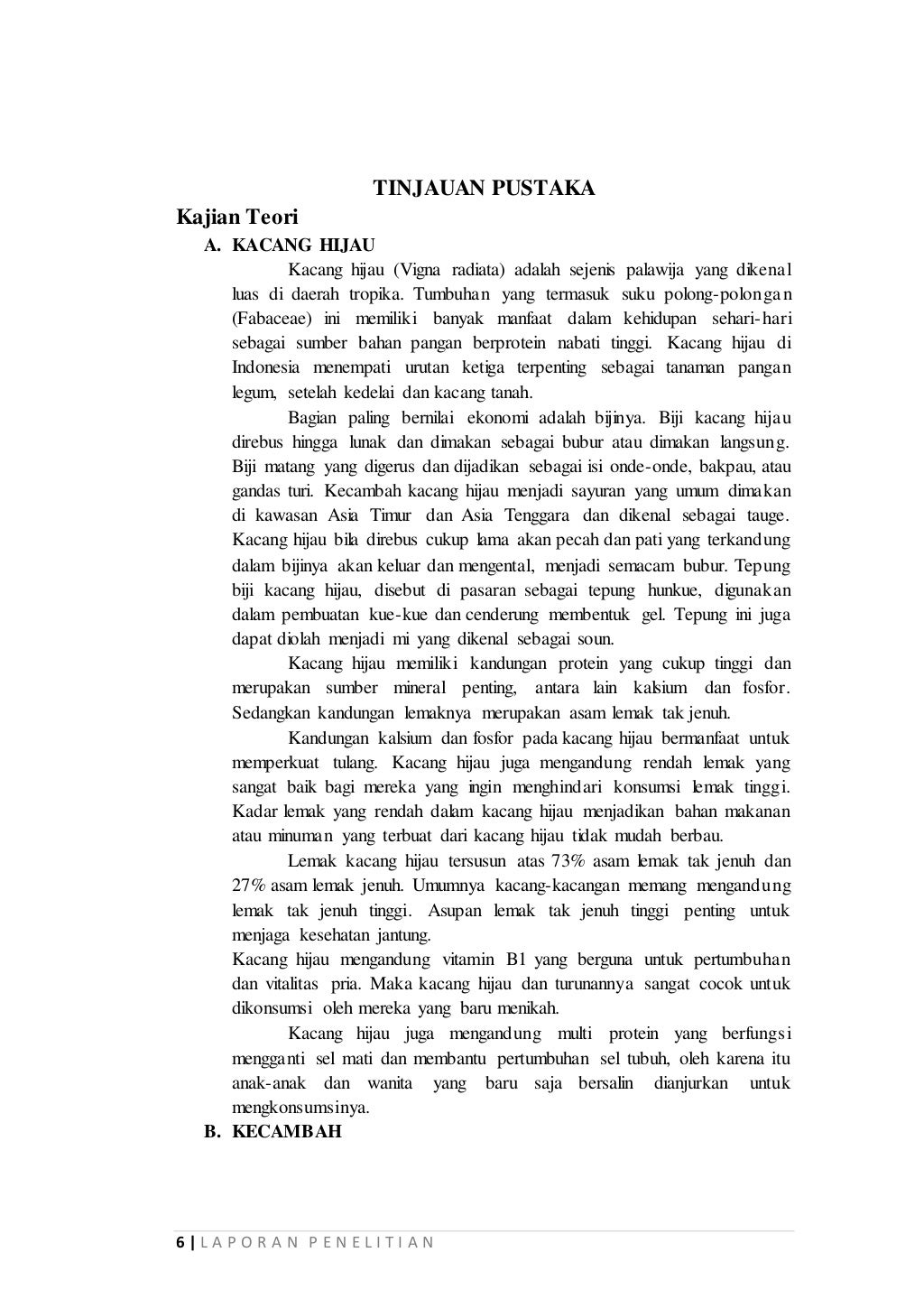 Laporan Penelitian Ilmiah Kacang Hijau