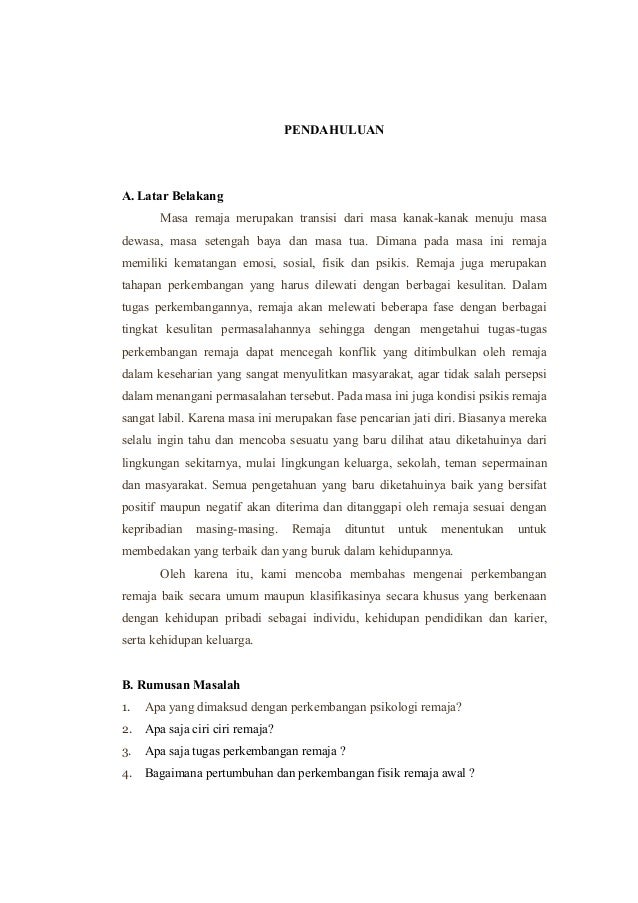 Makalah perkembangan remaja