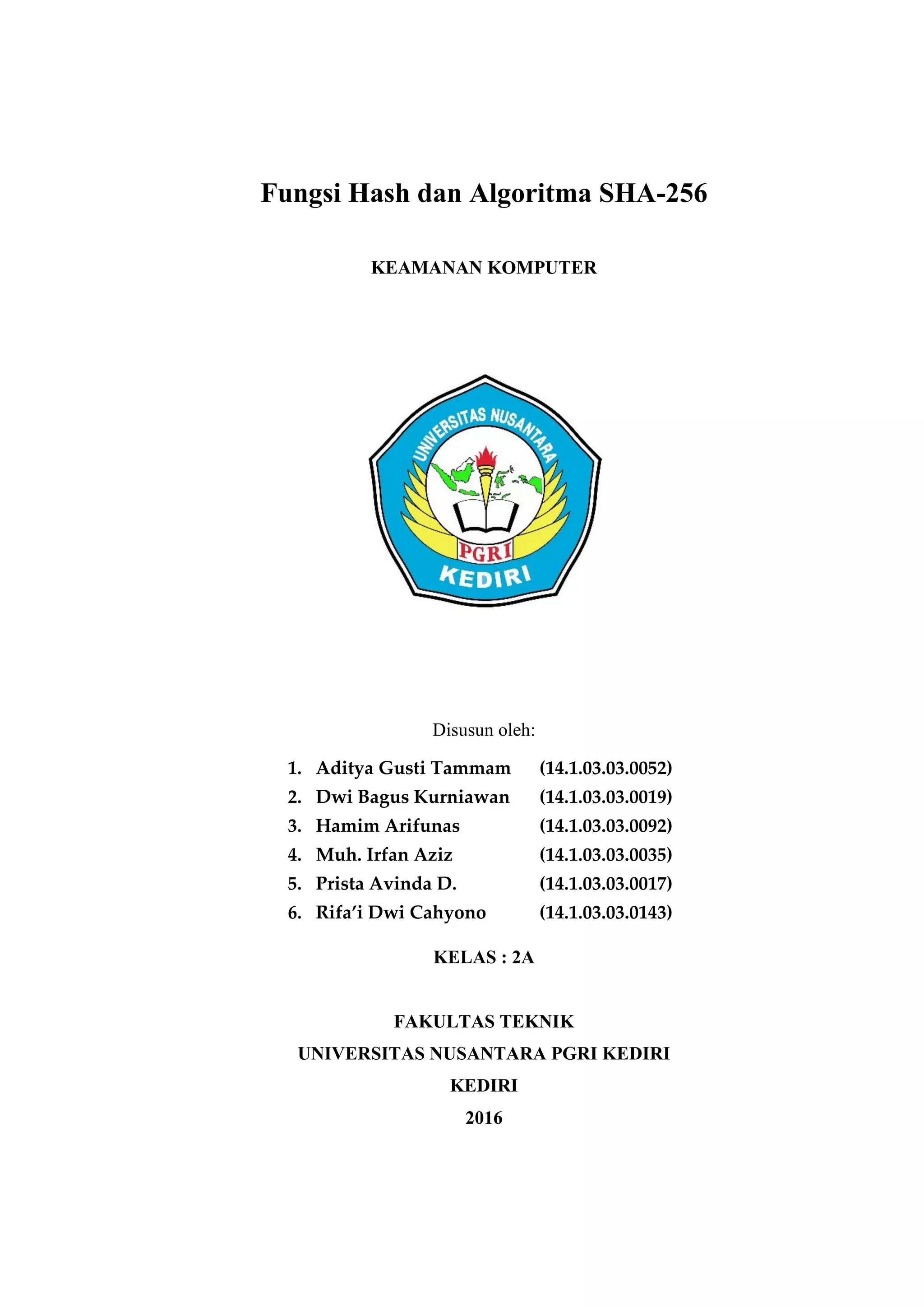 Fungsi Hash & Algoritma SHA-256 | PDF