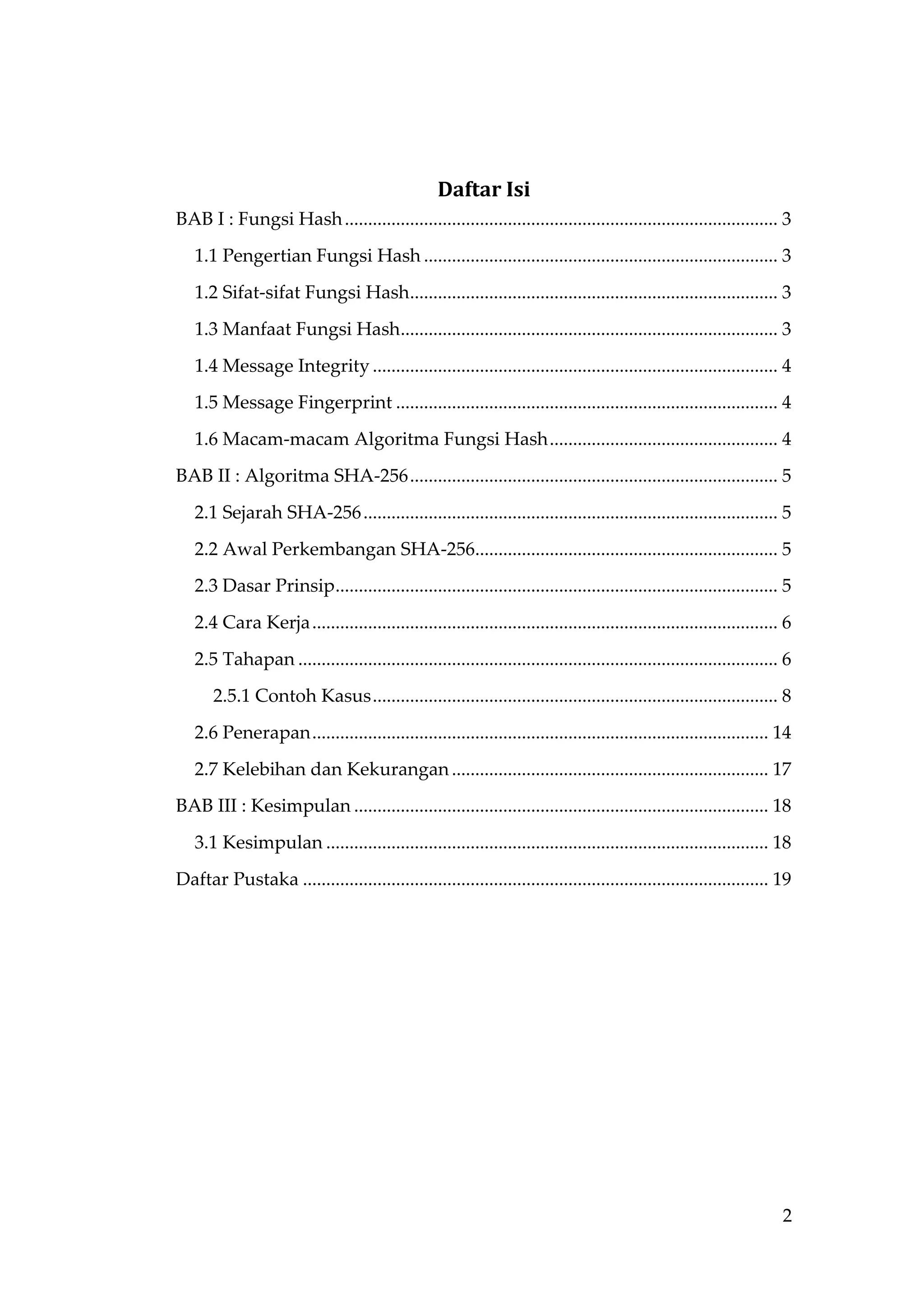 Fungsi Hash & Algoritma SHA-256 | PDF