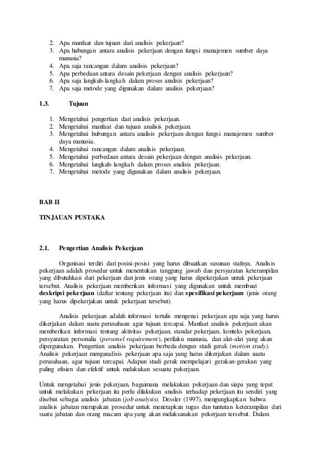 Makalah 1 analisis pekerjaan Makalah 1 analisis pekerjaan