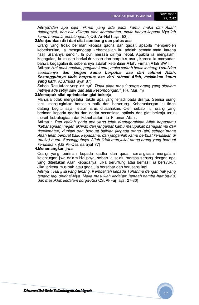 Makalah "Konsep Aqidah Islamiyah"