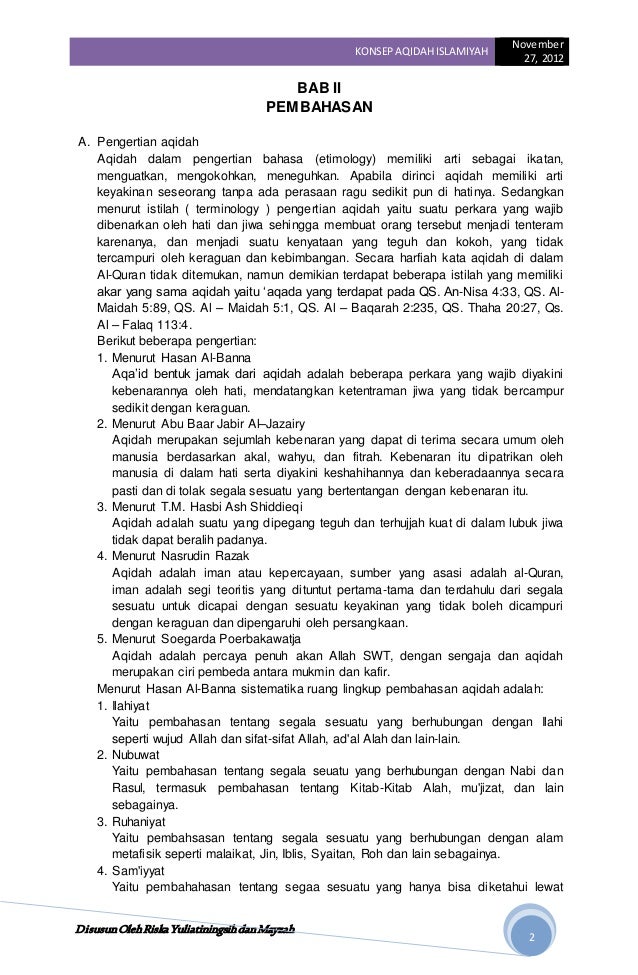 Makalah Konsep Aqidah Islamiyah