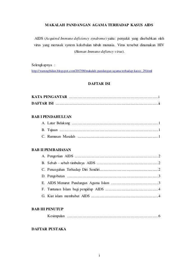 Contoh Kata Pengantar Makalah Hiv Aids Barisan Contoh