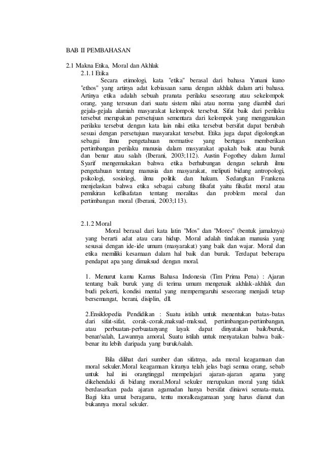 Makalah Etika Moral Akhlak Agama Makalah Etika Moral Akhlak Agama