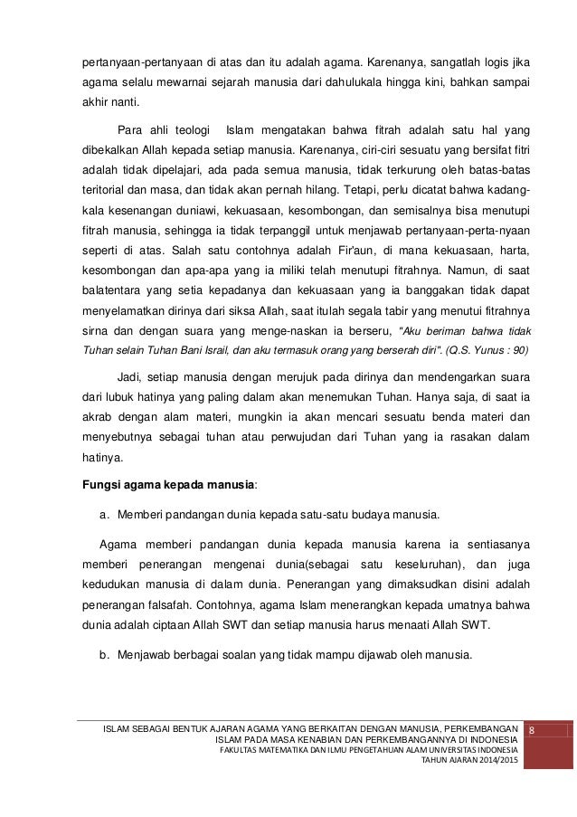 KAITAN MANUSIA, AGAMA DAN PERKEMBANGAN ISLAM PADA ZAMAN 