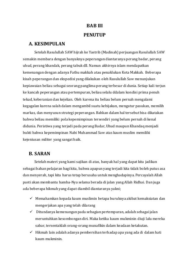 Makalah Perang Badar, Uhud, dan Badar